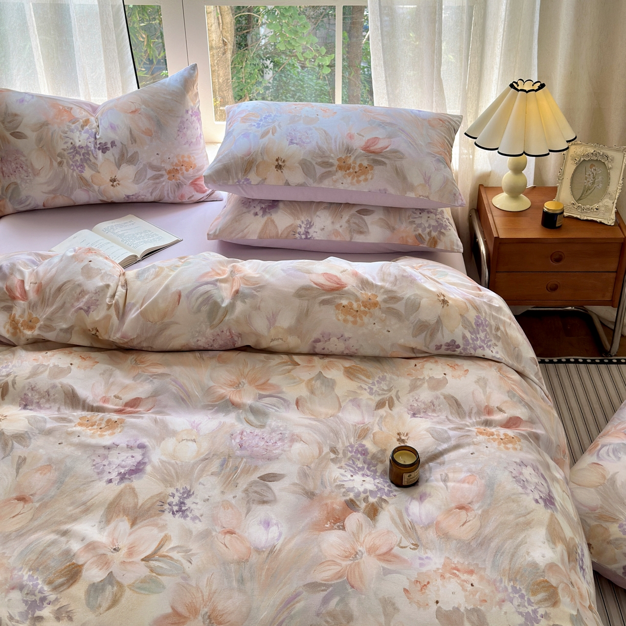 91家纺网 家纺一手货源 找家纺 优彩 2025新款数码印花全棉纯棉磨毛四件套 初茅