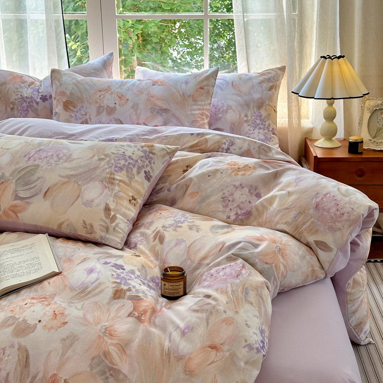 91家纺网 家纺一手货源 找家纺 优彩 2025新款数码印花全棉纯棉磨毛四件套 初茅