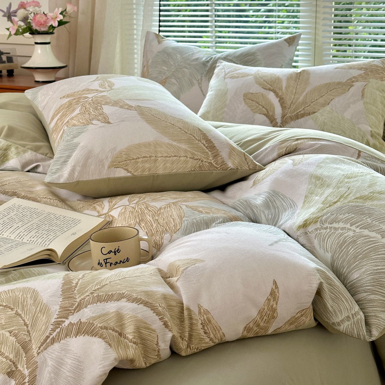 91家纺网 家纺一手货源 找家纺 优彩 2025新款数码印花全棉纯棉磨毛四件套 梵弥