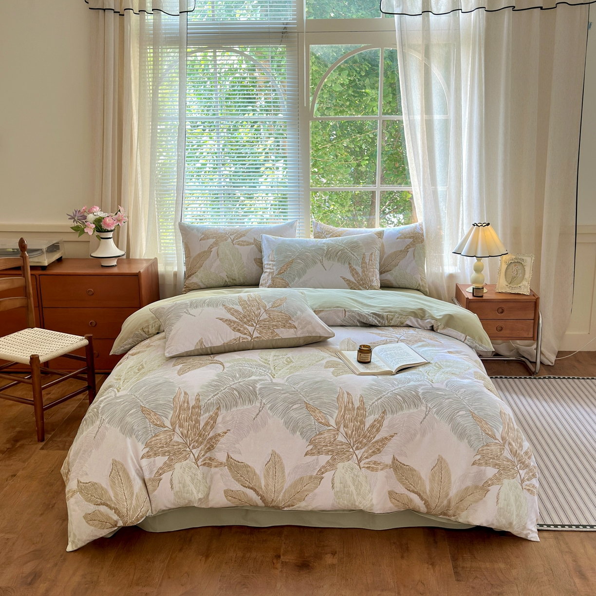 91家纺网 家纺一手货源 找家纺 优彩 2025新款数码印花全棉纯棉磨毛四件套 梵弥