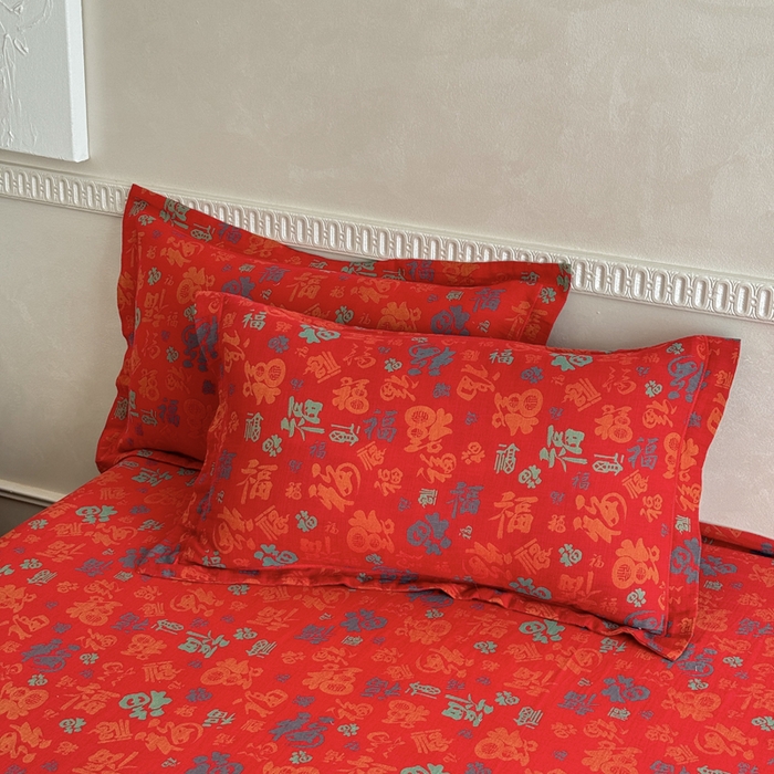 91家纺网 家纺一手货源 找家纺 江南春家纺【幻-暖纱】2025新款A类100%全棉色织提花双层纱四件套 【幻-暖纱】福王