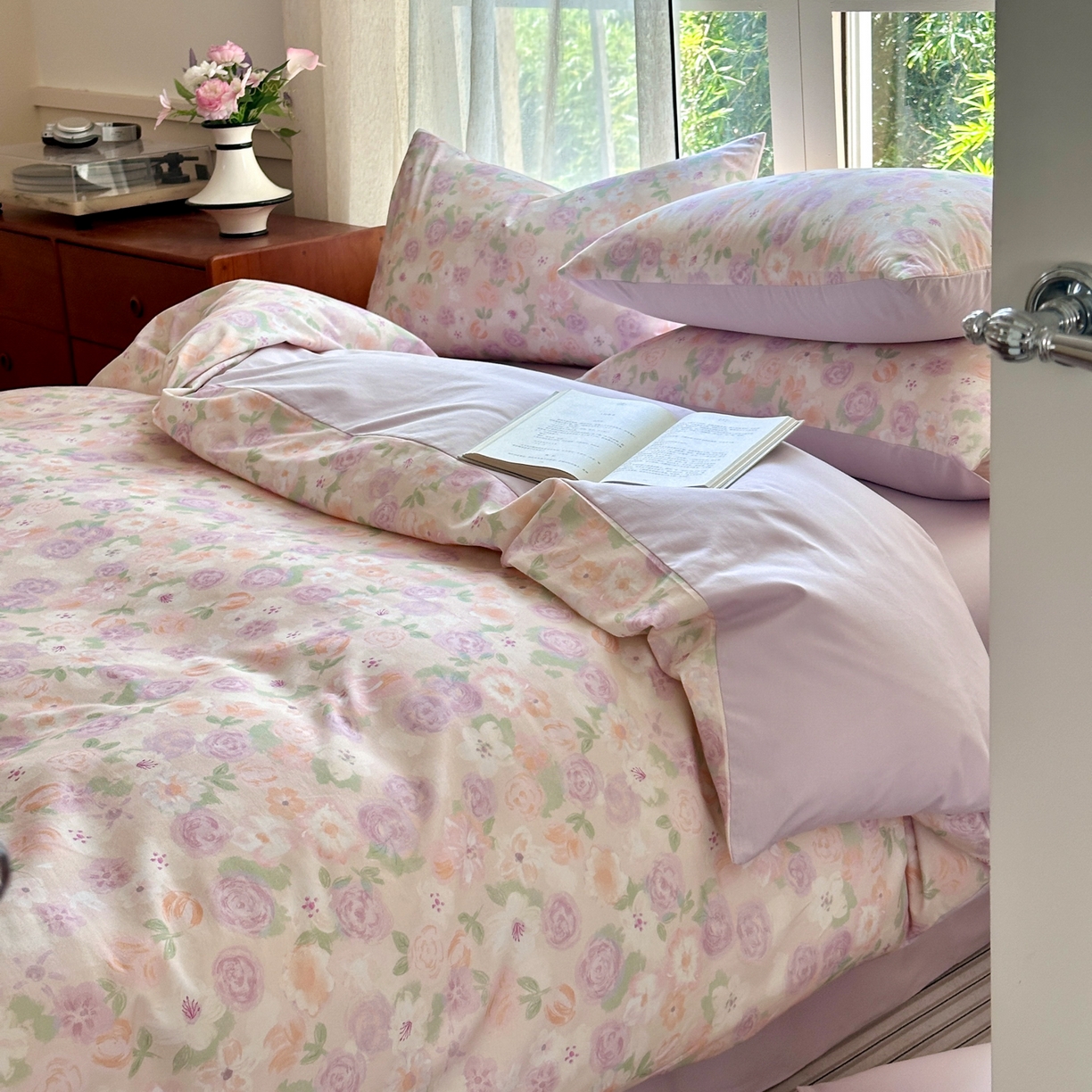 91家纺网 家纺一手货源 找家纺 优彩 2025新款数码印花全棉纯棉磨毛四件套 可丽蔷薇