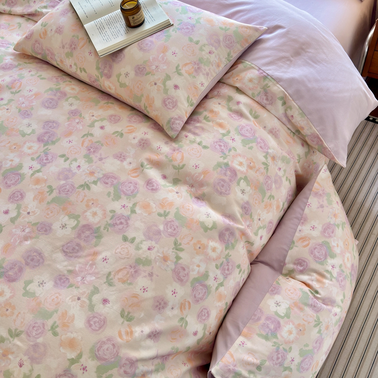 91家纺网 家纺一手货源 找家纺 优彩 2025新款数码印花全棉纯棉磨毛四件套 可丽蔷薇