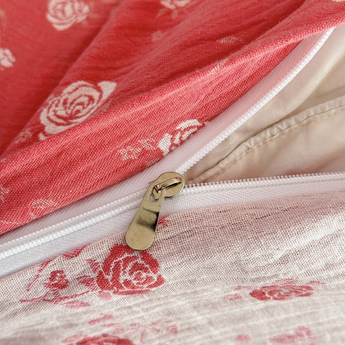 91家纺网 家纺一手货源 找家纺 江南春家纺【幻-暖纱】2025新款A类100%全棉色织提花双层纱四件套 【幻-暖纱】花间蝶舞-深粉