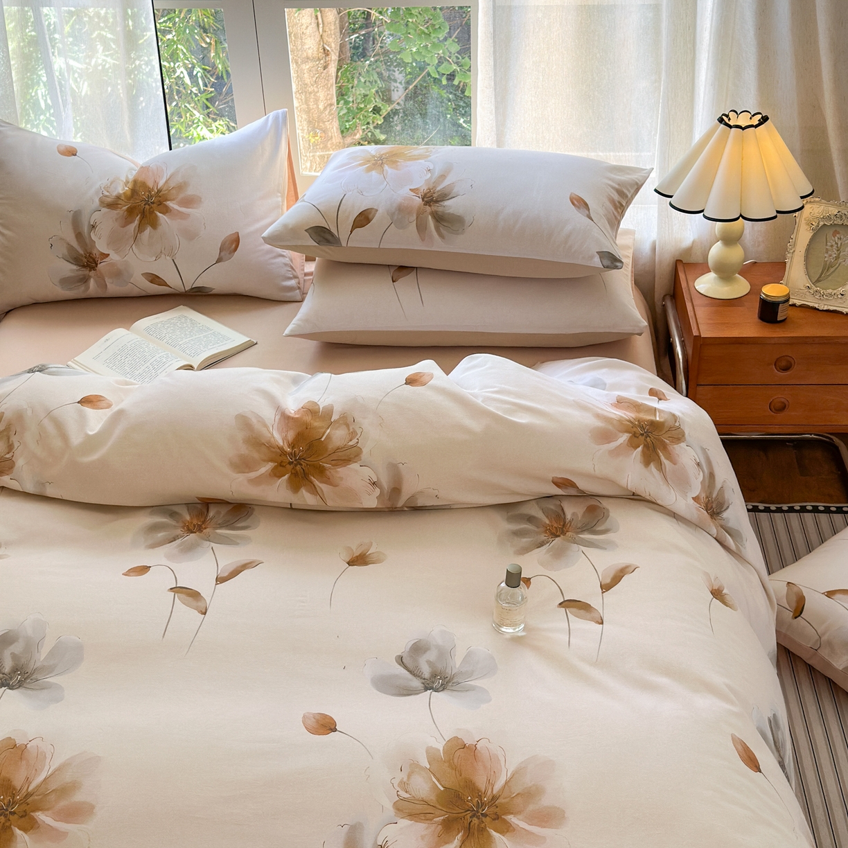 91家纺网 家纺一手货源 找家纺 优彩 2025新款数码印花全棉纯棉磨毛四件套 路过芳华