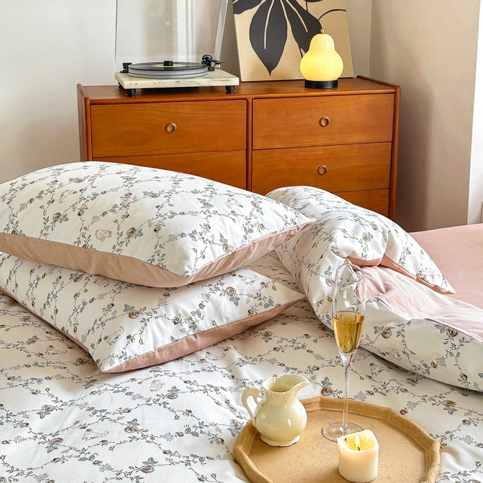 91家纺网 家纺一手货源 找家纺 优彩 2025新款数码印花全棉纯棉磨毛四件套 浅汐