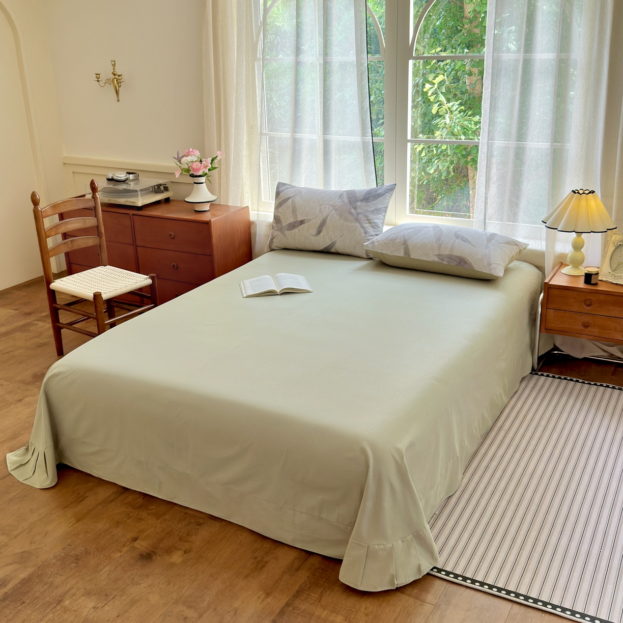 91家纺网 家纺一手货源 找家纺 优彩 2025新款数码印花全棉纯棉磨毛四件套 清风徐来