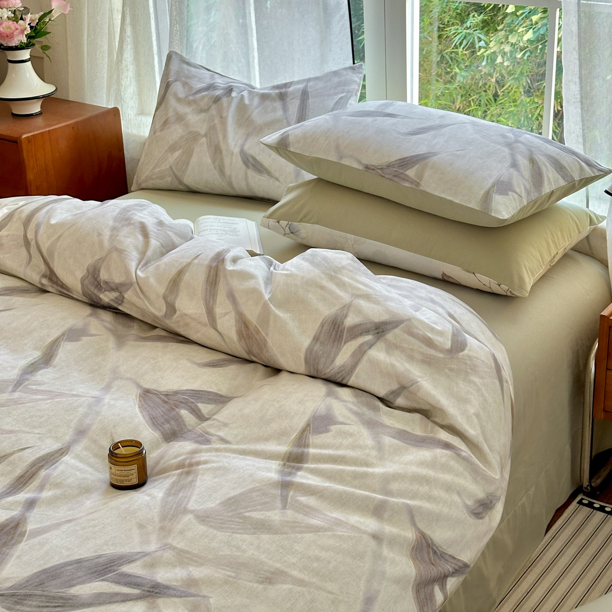 91家纺网 家纺一手货源 找家纺 优彩 2025新款数码印花全棉纯棉磨毛四件套 清风徐来