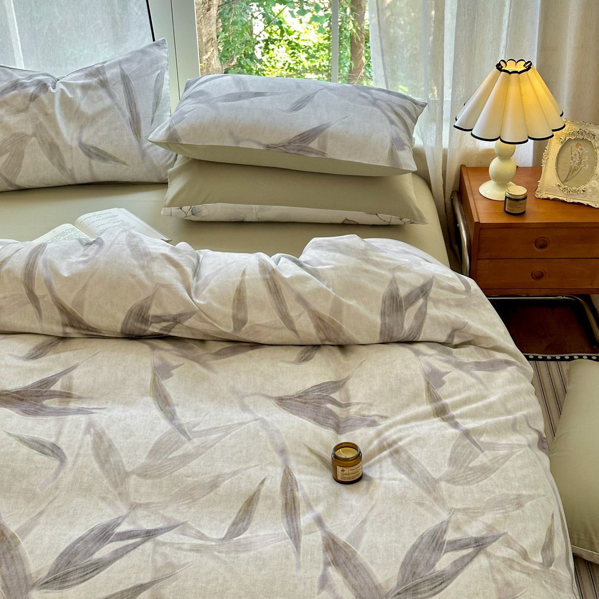 91家纺网 家纺一手货源 找家纺 优彩 2025新款数码印花全棉纯棉磨毛四件套 清风徐来