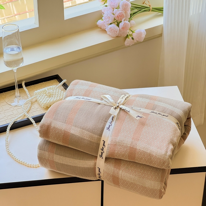 江南春家纺 【幻-暖纱】2025新款A类100%全棉色织提花双层纱四件套 【幻-暖纱】丽维回忆-咖