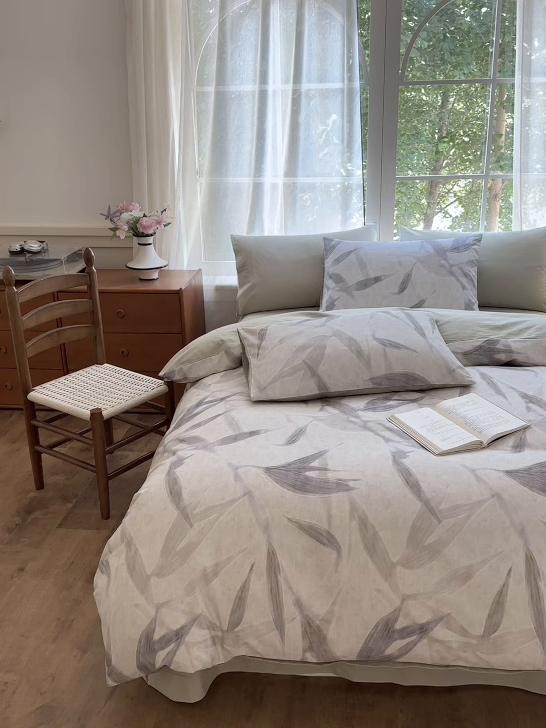 91家纺网 家纺一手货源 找家纺 优彩 2025新款数码印花全棉纯棉磨毛四件套 清风徐来