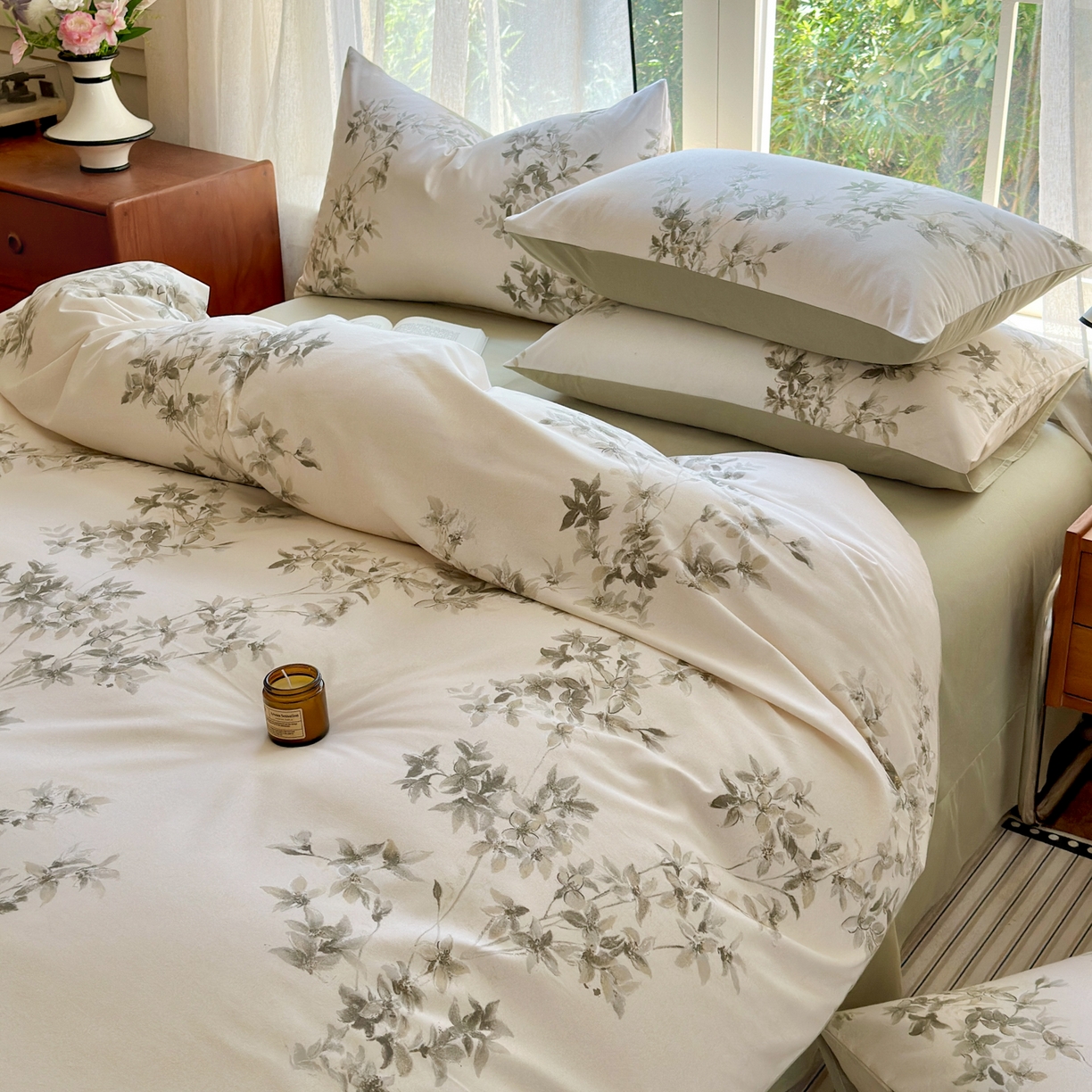 91家纺网 家纺一手货源 找家纺 优彩 2025新款数码印花全棉纯棉磨毛四件套 山丘诗集