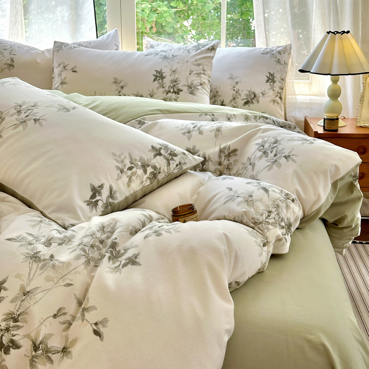 91家纺网 家纺一手货源 找家纺 优彩 2025新款数码印花全棉纯棉磨毛四件套 山丘诗集