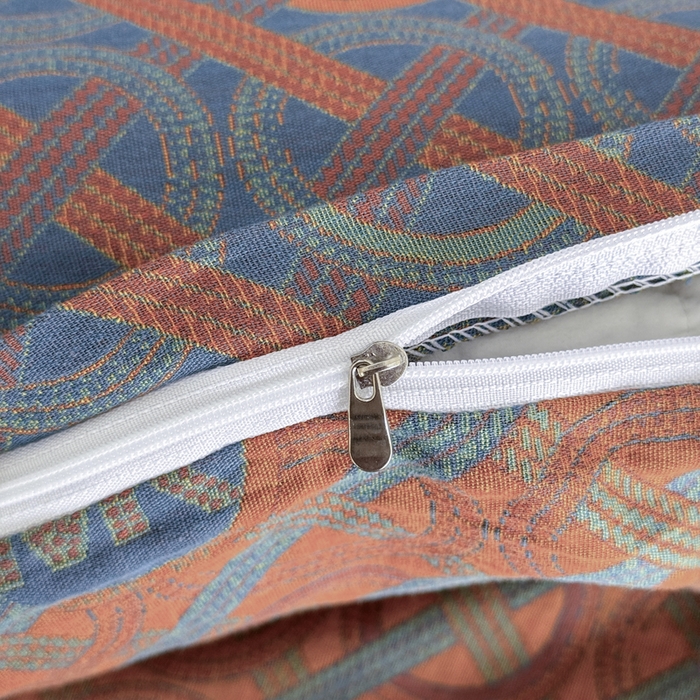 91家纺网 家纺一手货源 找家纺 江南春家纺【幻-暖纱】2025新款A类100%全棉色织提花双层纱四件套 【幻-暖纱】琉璃时光-兰桔