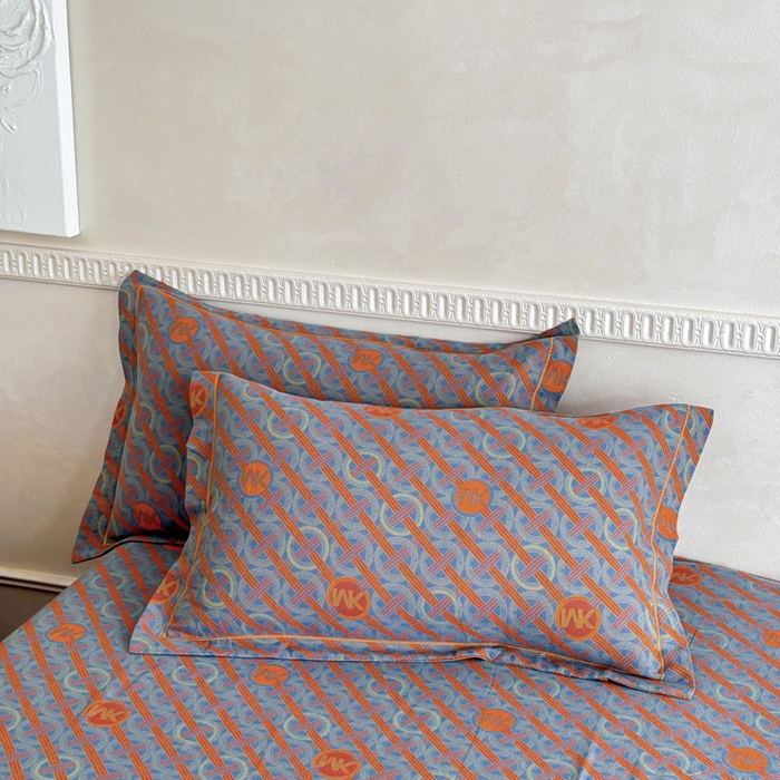 91家纺网 家纺一手货源 找家纺 江南春家纺【幻-暖纱】2025新款A类100%全棉色织提花双层纱四件套 【幻-暖纱】琉璃时光-兰桔