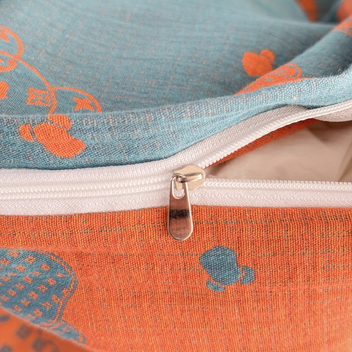 91家纺网 家纺一手货源 找家纺 江南春家纺【幻-暖纱】2025新款A类100%全棉色织提花双层纱四件套 【幻-暖纱】萌熊乐园-桔兰