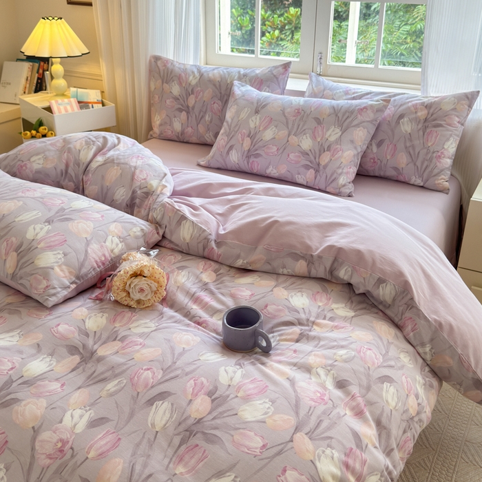 91家纺网 家纺一手货源 找家纺 优彩 2025新款数码印花全棉纯棉磨毛四件套 疏影