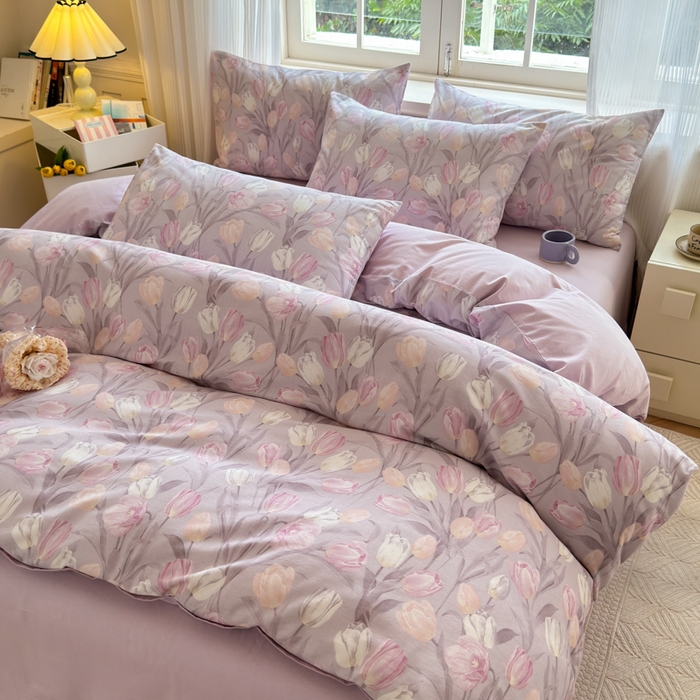 91家纺网 家纺一手货源 找家纺 优彩 2025新款数码印花全棉纯棉磨毛四件套 疏影