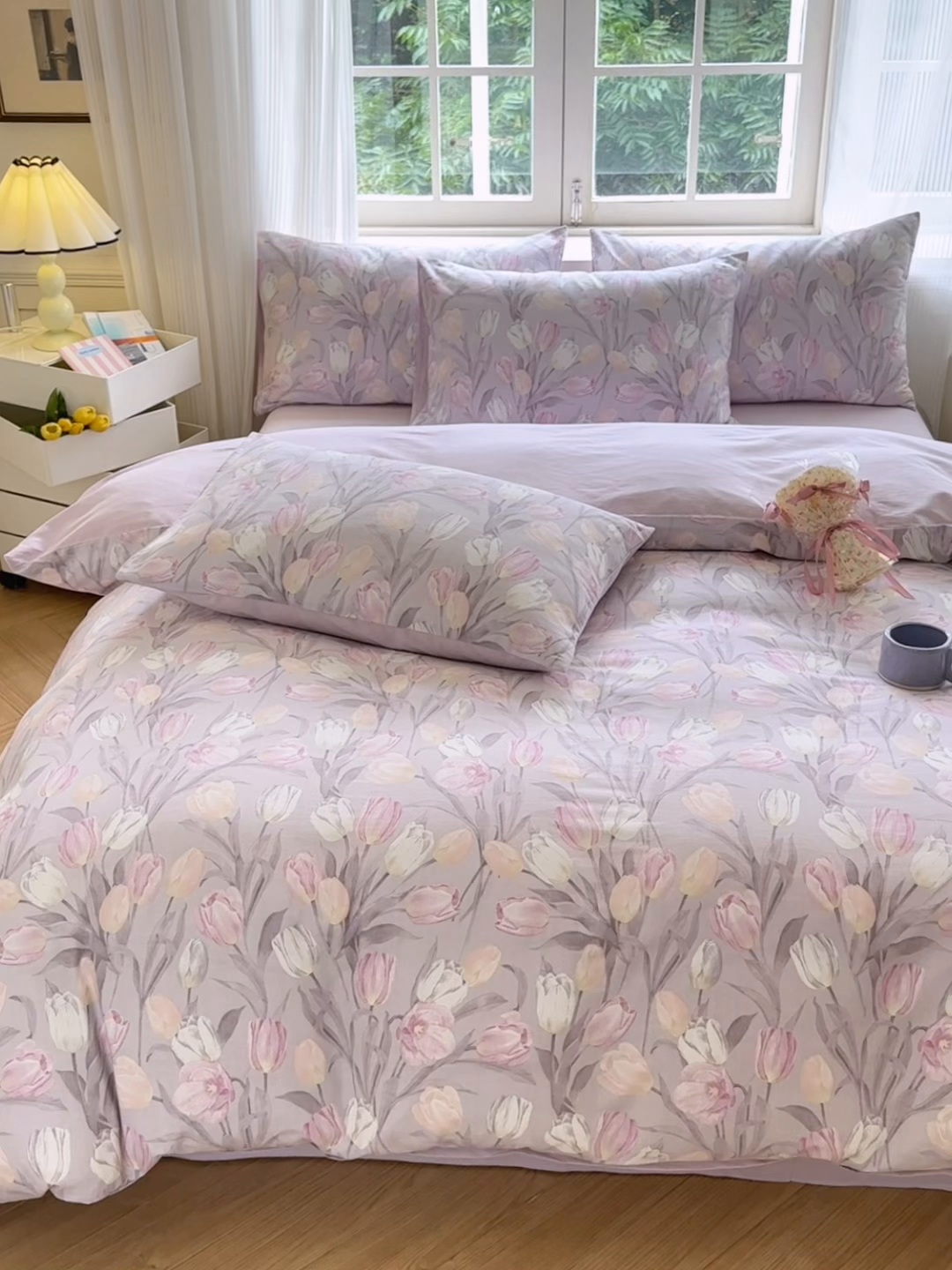 91家纺网 家纺一手货源 找家纺 优彩 2025新款数码印花全棉纯棉磨毛四件套 疏影