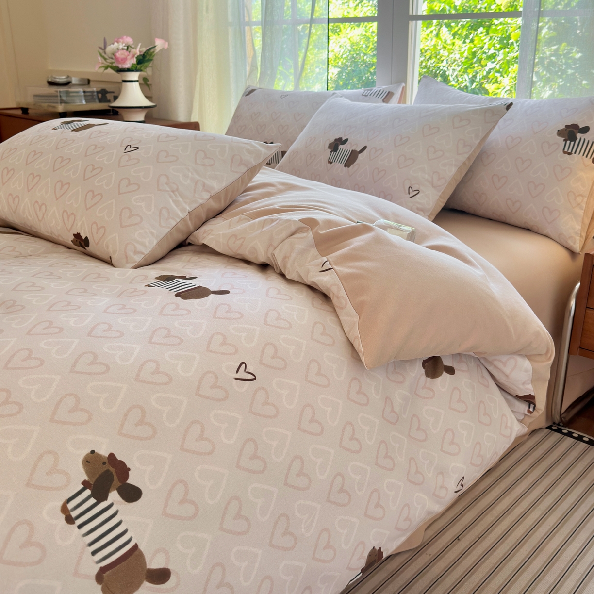 91家纺网 家纺一手货源 找家纺 优彩 2025新款数码印花全棉纯棉磨毛四件套 旺趣