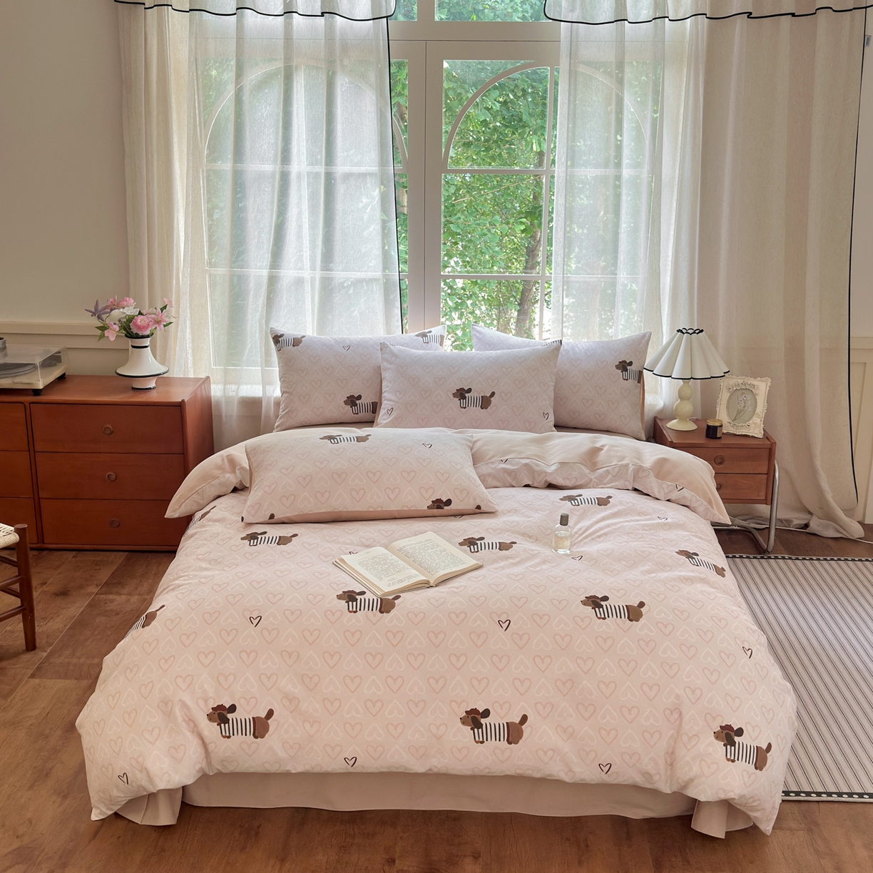 91家纺网 家纺一手货源 找家纺 优彩 2025新款数码印花全棉纯棉磨毛四件套 旺趣