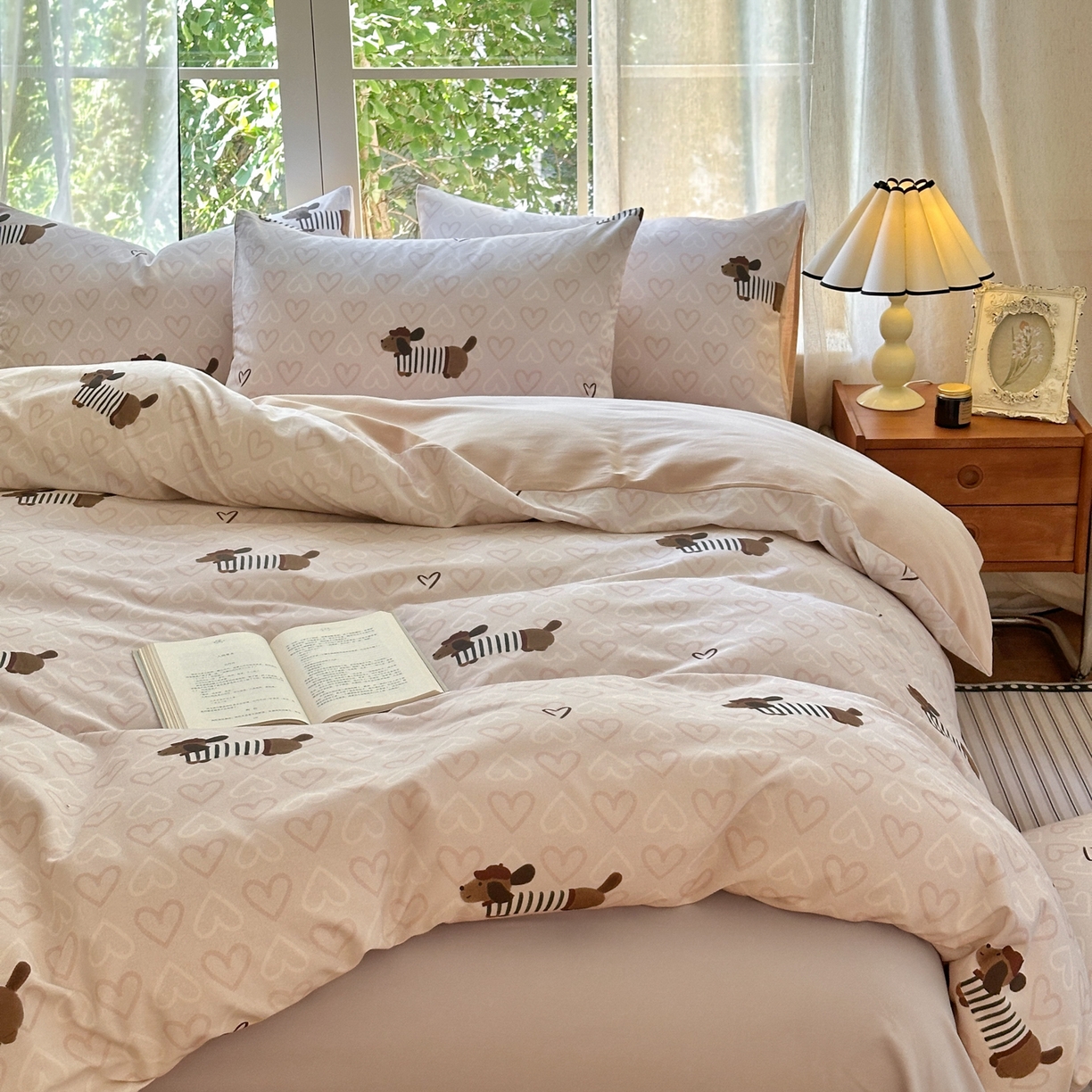 91家纺网 家纺一手货源 找家纺 优彩 2025新款数码印花全棉纯棉磨毛四件套 旺趣