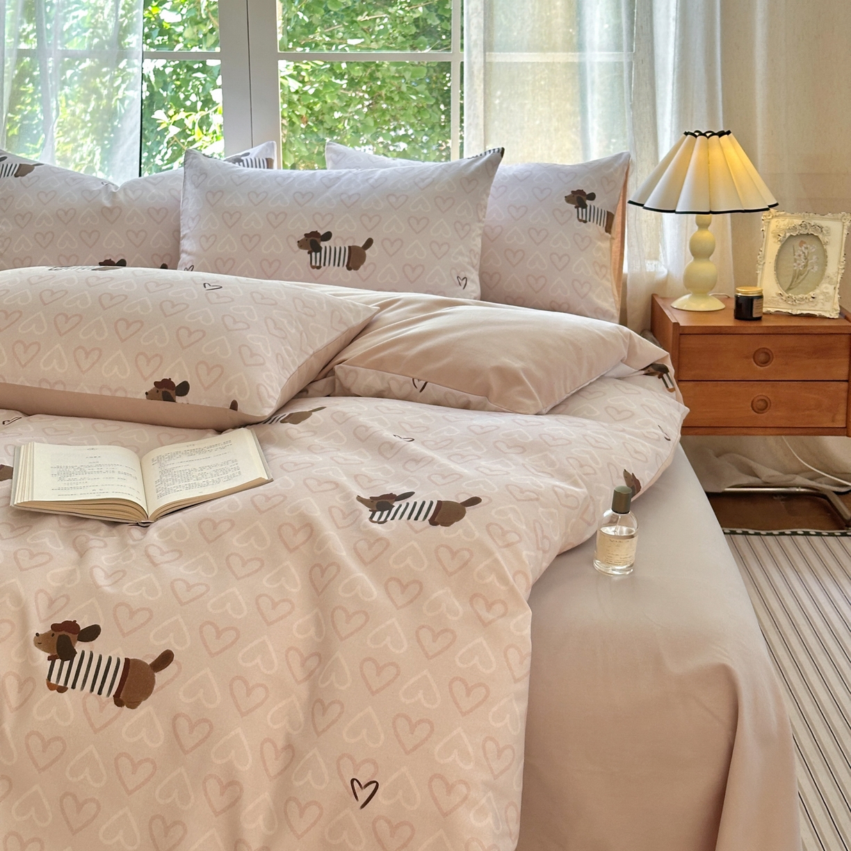 91家纺网 家纺一手货源 找家纺 优彩 2025新款数码印花全棉纯棉磨毛四件套 旺趣