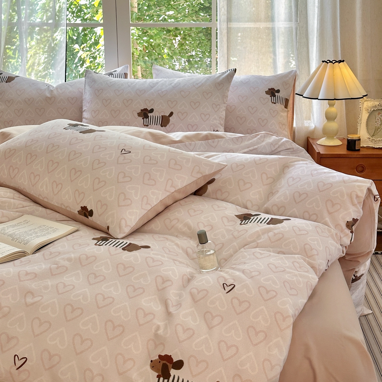 91家纺网 家纺一手货源 找家纺 优彩 2025新款数码印花全棉纯棉磨毛四件套 旺趣