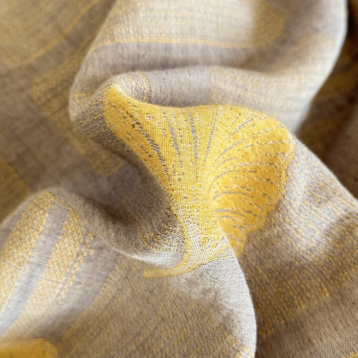 91家纺网 家纺一手货源 找家纺 江南春家纺【幻-暖纱】2025新款A类100%全棉色织提花双层纱四件套 【幻-暖纱】曲叶风-灰黄