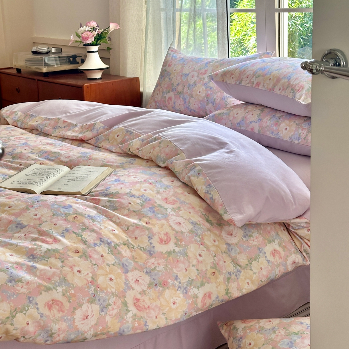 91家纺网 家纺一手货源 找家纺 优彩 2025新款数码印花全棉纯棉磨毛四件套 星辰