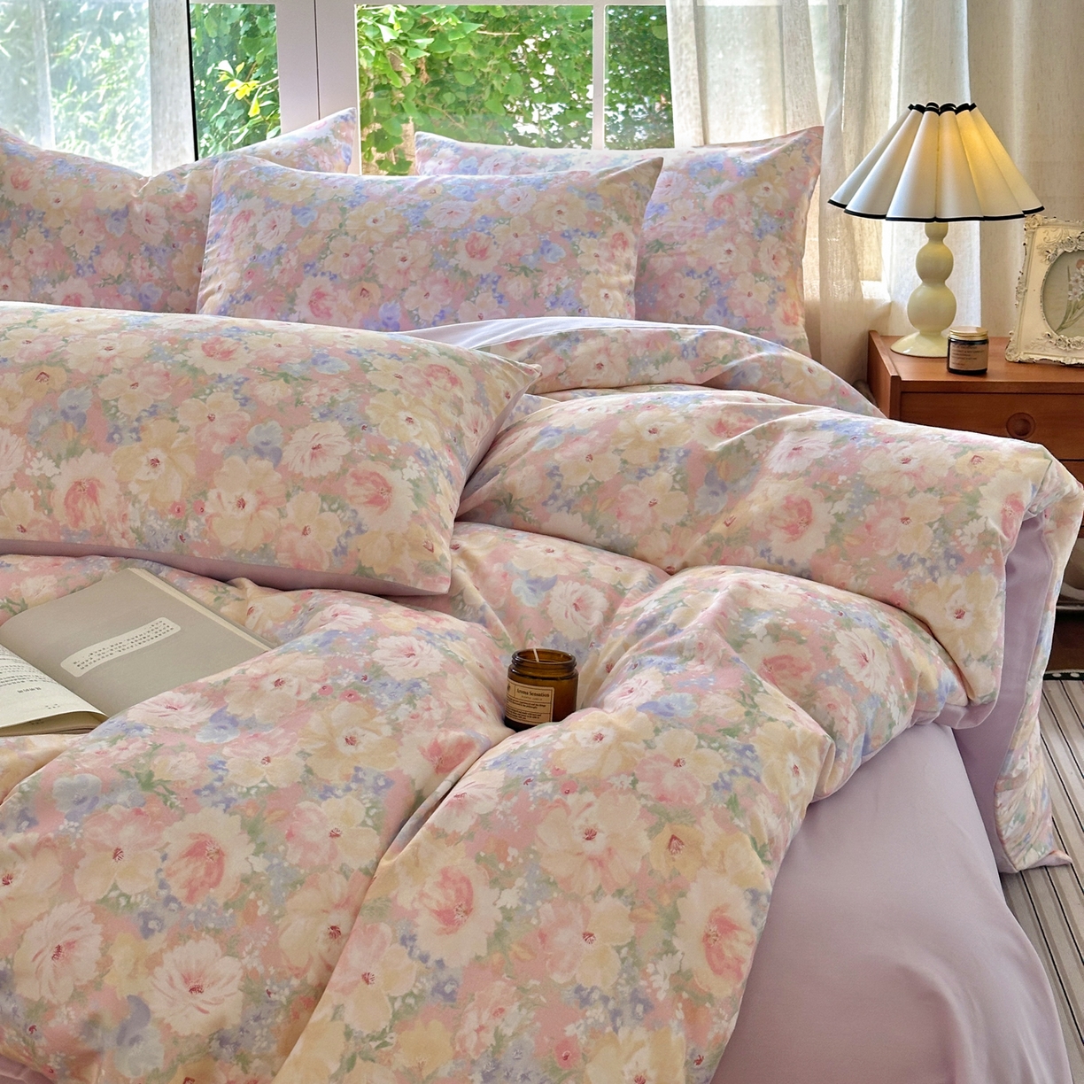 91家纺网 家纺一手货源 找家纺 优彩 2025新款数码印花全棉纯棉磨毛四件套 星辰