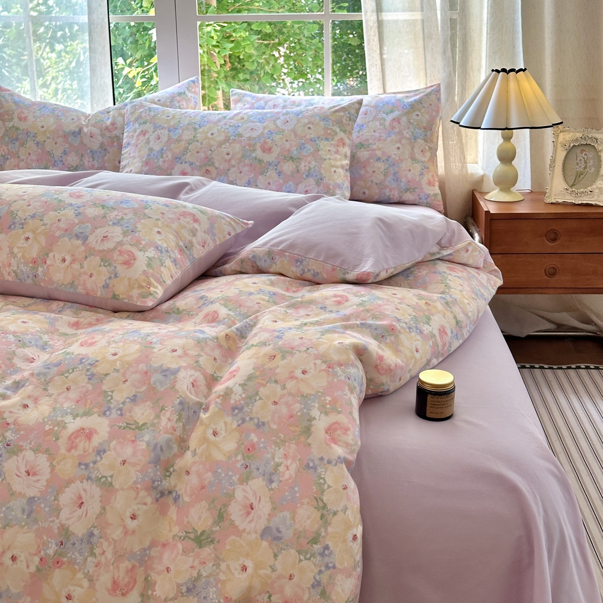 91家纺网 家纺一手货源 找家纺 优彩 2025新款数码印花全棉纯棉磨毛四件套 星辰