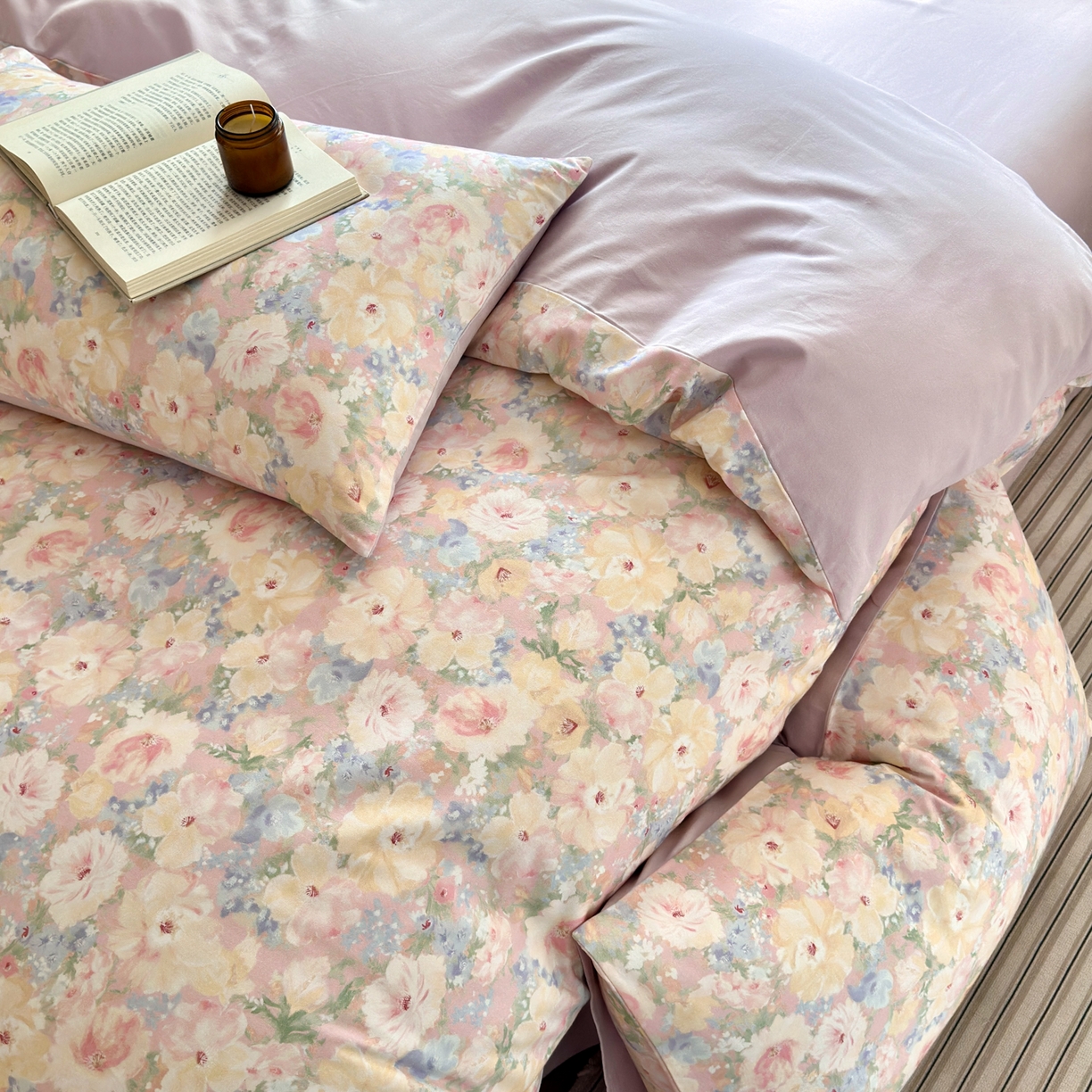 91家纺网 家纺一手货源 找家纺 优彩 2025新款数码印花全棉纯棉磨毛四件套 星辰