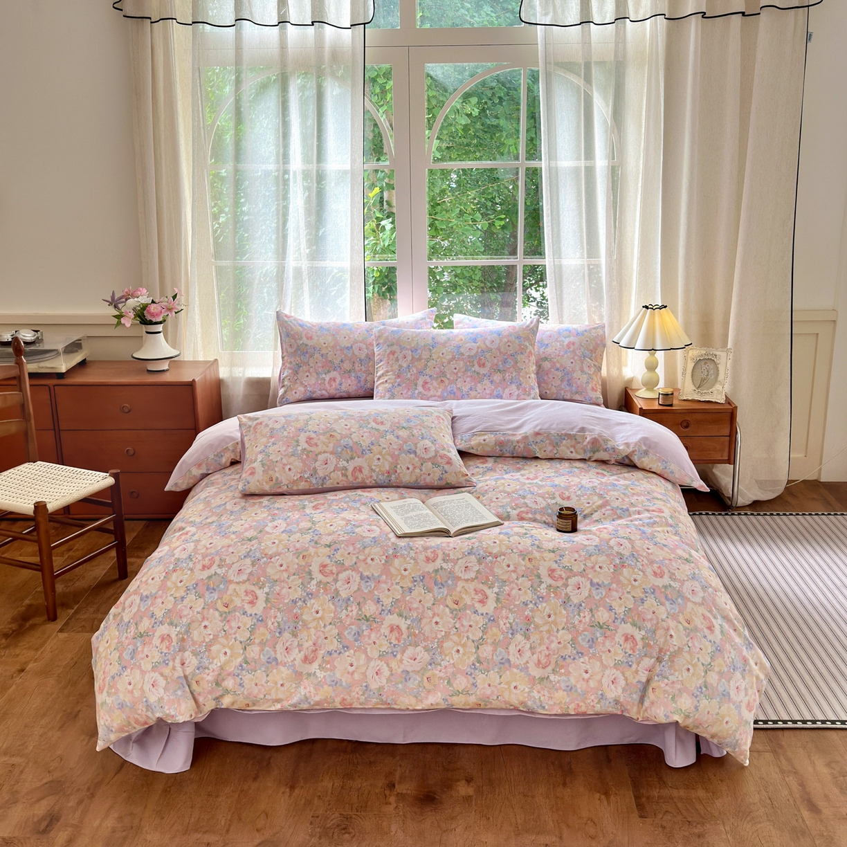 91家纺网 家纺一手货源 找家纺 优彩 2025新款数码印花全棉纯棉磨毛四件套 星辰