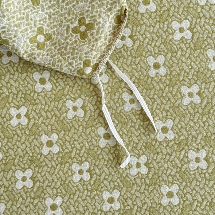 91家纺网 家纺一手货源 找家纺 江南春家纺【幻-暖纱】2025新款A类100%全棉色织提花双层纱四件套 【幻-暖纱】幸运草-浅绿