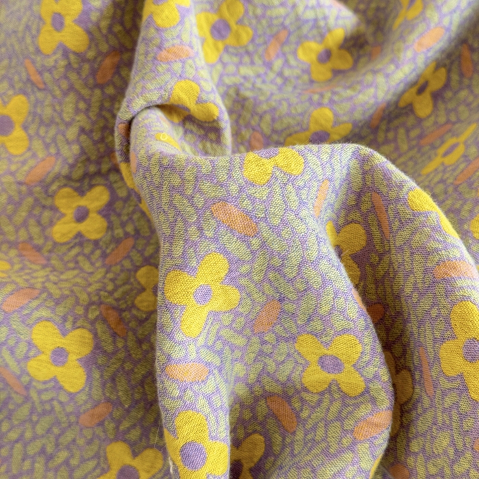 91家纺网 家纺一手货源 找家纺 江南春家纺【幻-暖纱】2025新款A类100%全棉色织提花双层纱四件套 【幻-暖纱】幸运草-紫黄