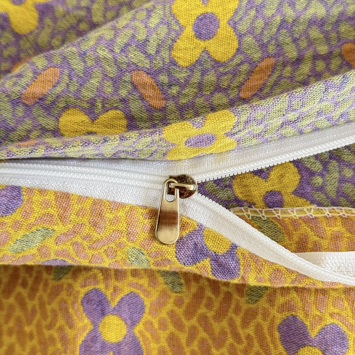 91家纺网 家纺一手货源 找家纺 江南春家纺【幻-暖纱】2025新款A类100%全棉色织提花双层纱四件套 【幻-暖纱】幸运草-紫黄