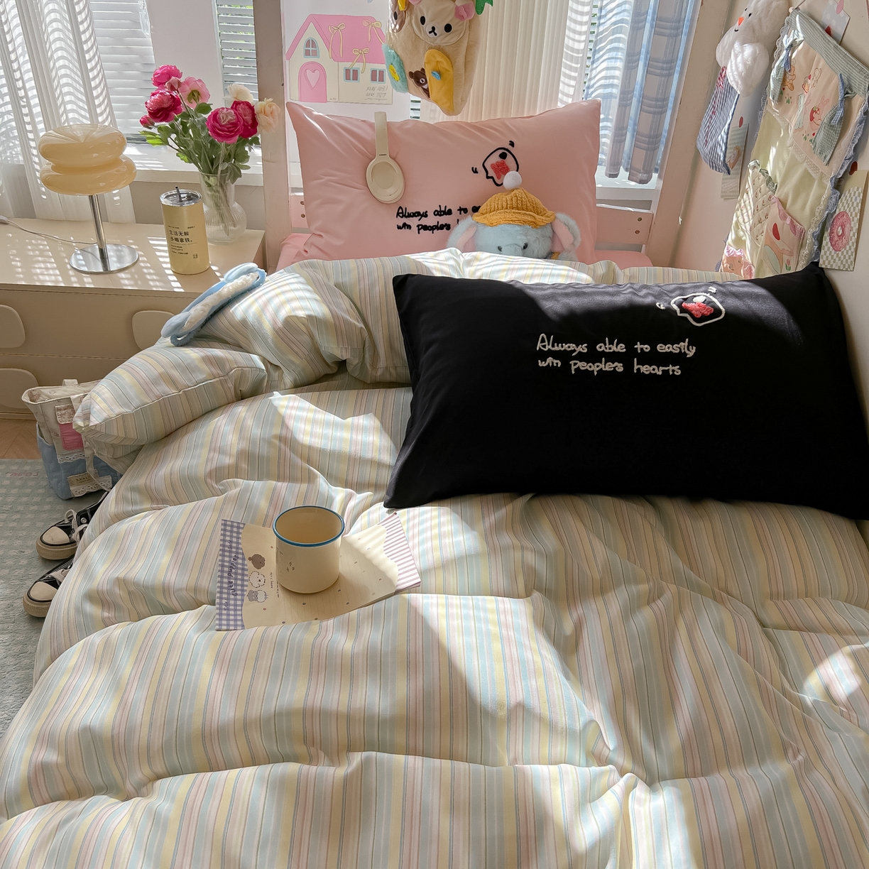 91家纺网 家纺一手货源 找家纺 （总）子钦家纺 2025新款云朵棉水洗棉Ins风简约学生宿舍三件套