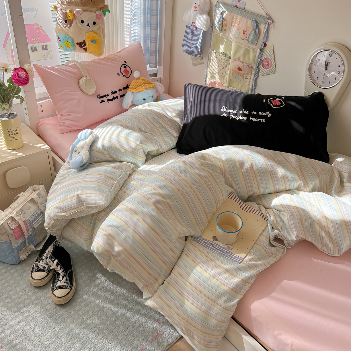 91家纺网 家纺一手货源 找家纺 （总）子钦家纺 2025新款云朵棉水洗棉Ins风简约学生宿舍三件套