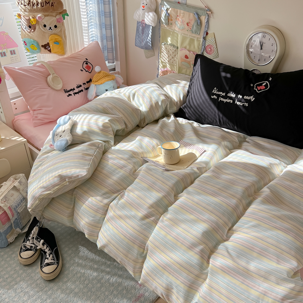 91家纺网 家纺一手货源 找家纺 （总）子钦家纺 2025新款云朵棉水洗棉Ins风简约学生宿舍三件套