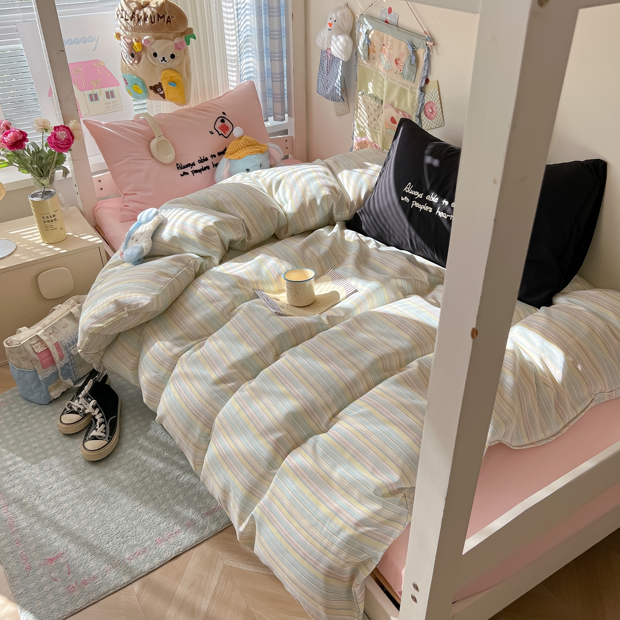 91家纺网 家纺一手货源 找家纺 （总）子钦家纺 2025新款云朵棉水洗棉Ins风简约学生宿舍三件套