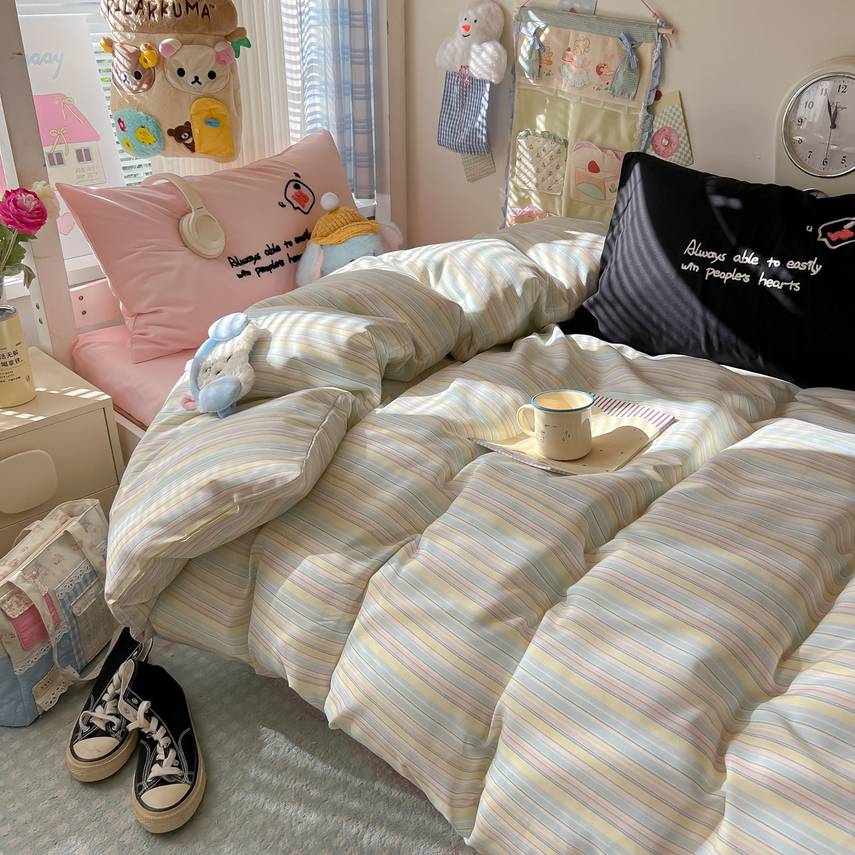 91家纺网 家纺一手货源 找家纺 （总）子钦家纺 2025新款云朵棉水洗棉Ins风简约学生宿舍三件套