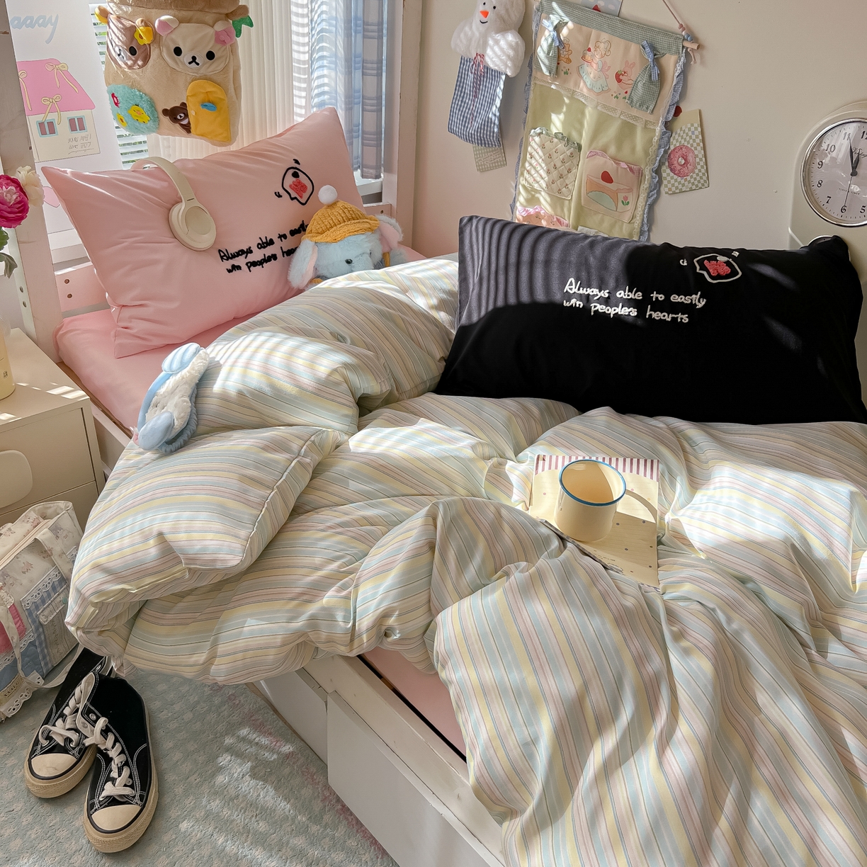 91家纺网 家纺一手货源 找家纺 （总）子钦家纺 2025新款云朵棉水洗棉Ins风简约学生宿舍三件套