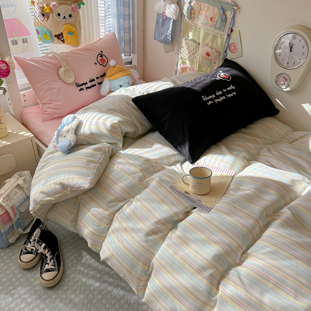 91家纺网 家纺一手货源 找家纺 （总）子钦家纺 2025新款云朵棉水洗棉Ins风简约学生宿舍三件套