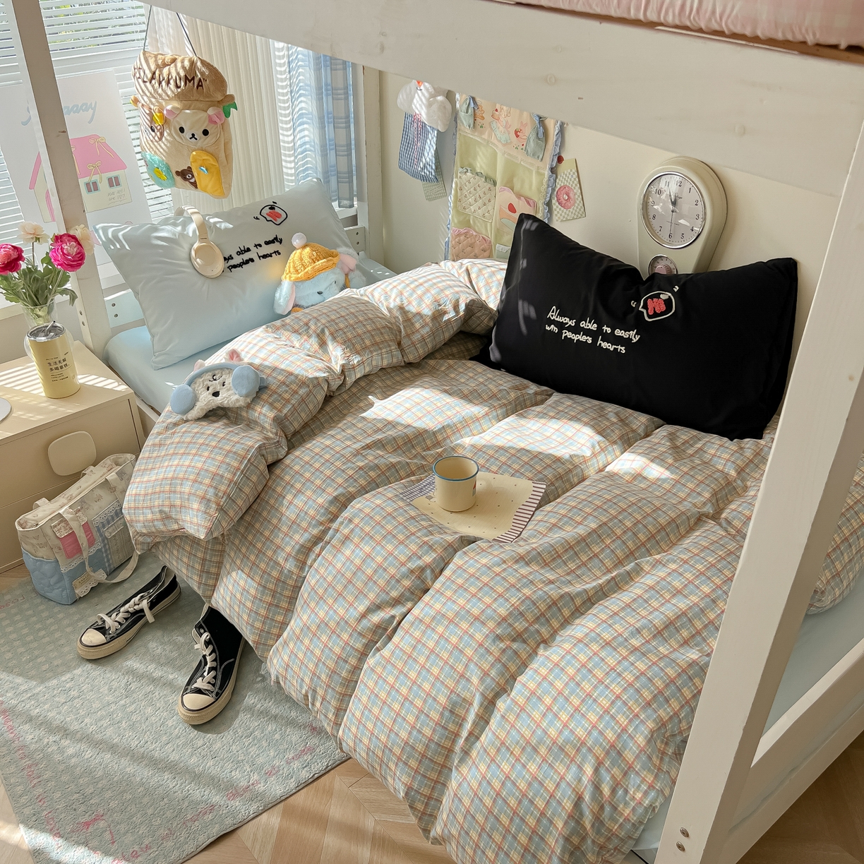 91家纺网 家纺一手货源 找家纺 （总）子钦家纺 2025新款云朵棉水洗棉Ins风简约学生宿舍三件套