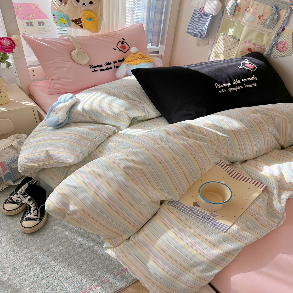 91家纺网 家纺一手货源 找家纺 （总）子钦家纺 2025新款云朵棉水洗棉Ins风简约学生宿舍三件套