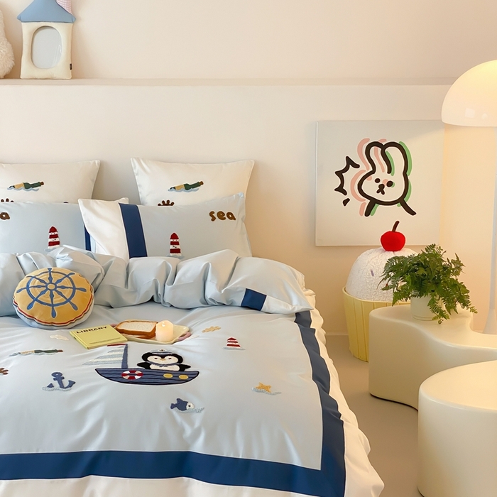 91家纺网 家纺一手货源 找家纺 （总）星野 2025新款秋冬澳棉纯棉四件套-海洋Q仔