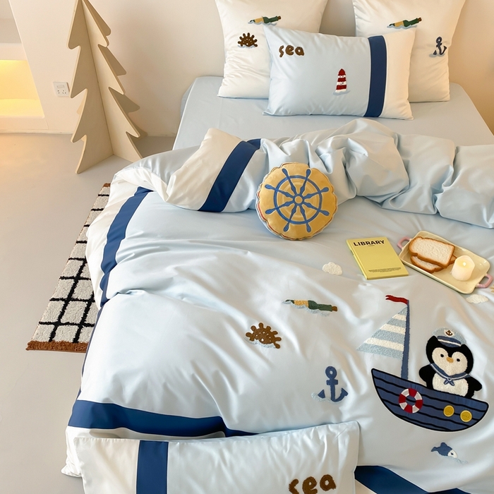 91家纺网 家纺一手货源 找家纺 （总）星野 2025新款秋冬澳棉纯棉四件套-海洋Q仔