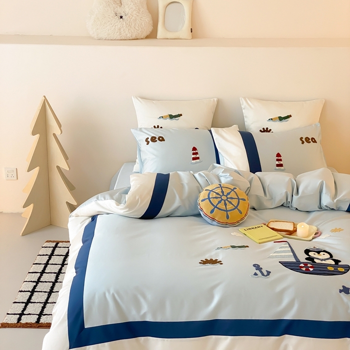 91家纺网 家纺一手货源 找家纺 （总）星野 2025新款秋冬澳棉纯棉四件套-海洋Q仔