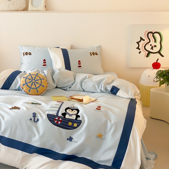 91家纺网 家纺一手货源 找家纺 （总）星野 2025新款秋冬澳棉纯棉四件套-海洋Q仔